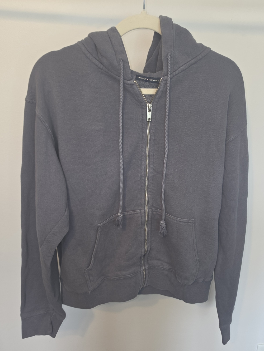 Brandy Melville Charcoal Gray Zip-Up Hoodie